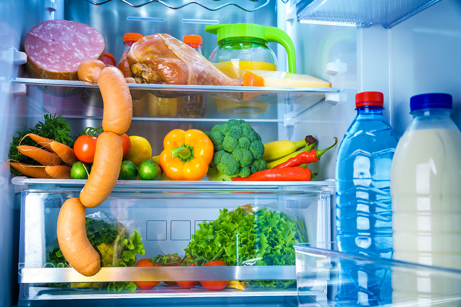 Canon EF 24-70mm F2.8L II USM sample photo. Open refrigerator filled with food photography