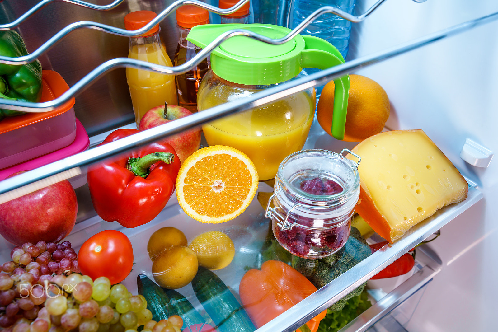 Canon EF 24-70mm F2.8L II USM sample photo. Open refrigerator filled with food photography