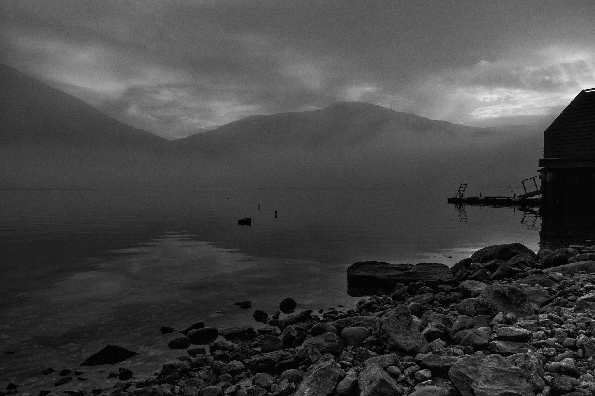 Pentax K-3 II sample photo. Foggy fjord photography