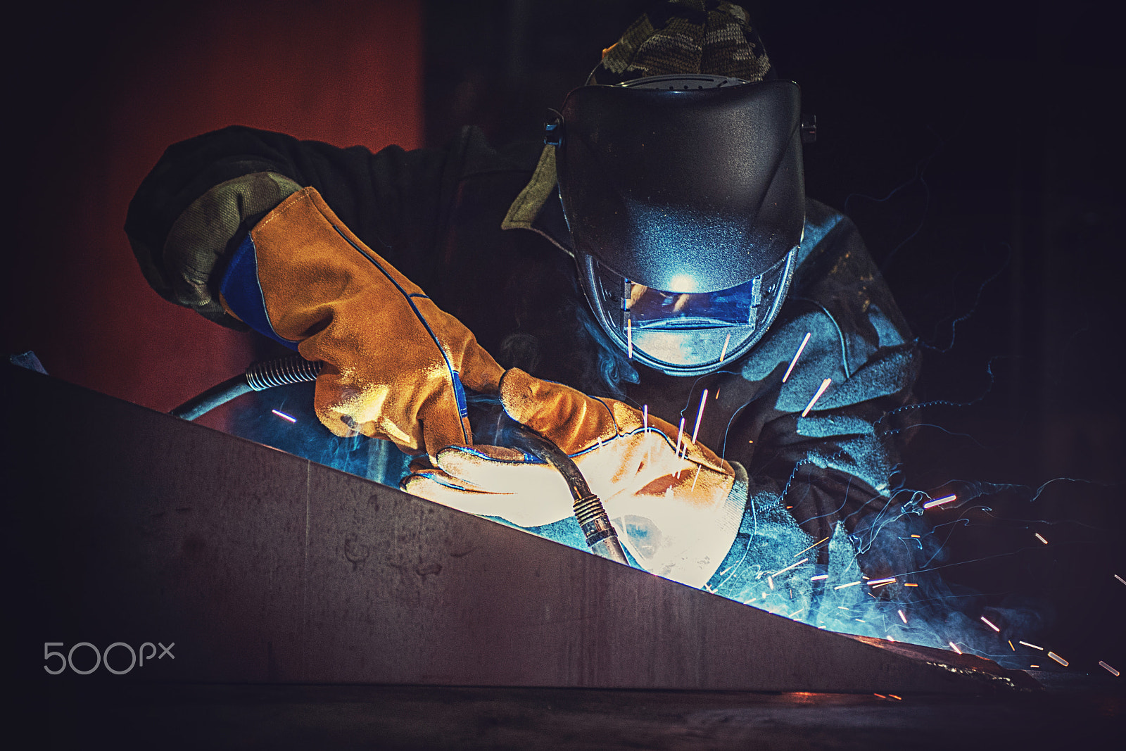 Nikon D700 sample photo. Worker welding metal photography