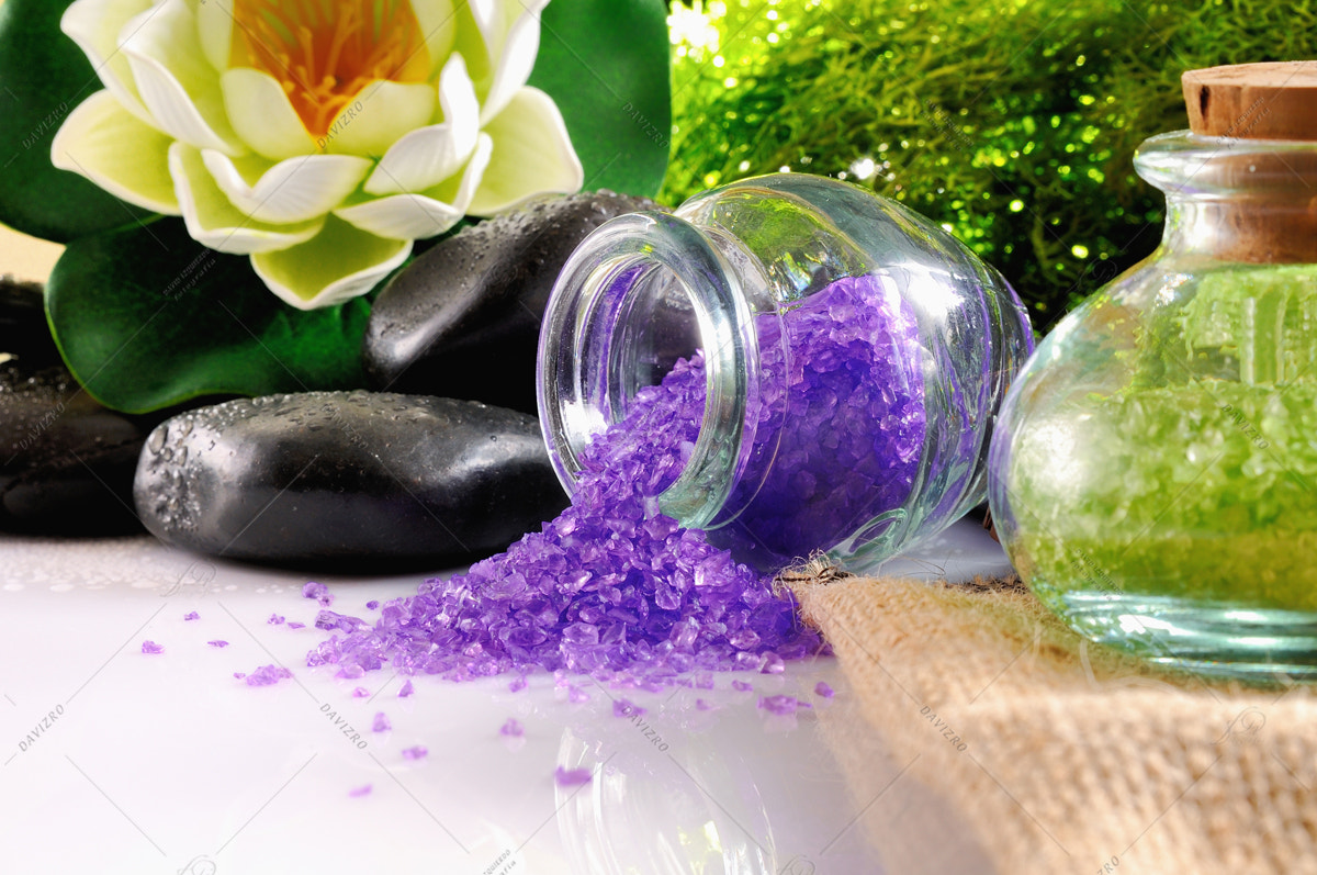 Tamron SP 24-70mm F2.8 Di VC USD sample photo. Natural bath salts close up on white table close up photography