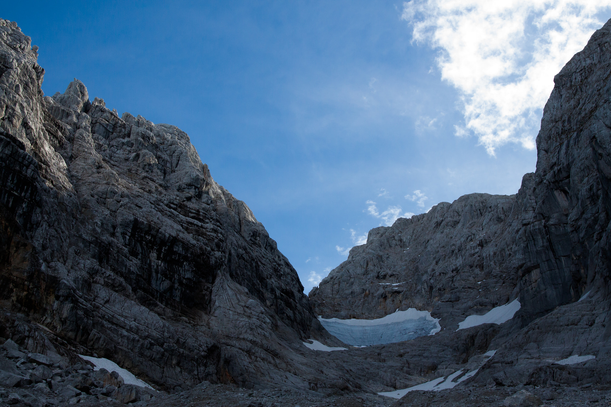 Canon EF 24-70mm F2.8L II USM sample photo. Blue ice glacier in the alps, with clouds photography
