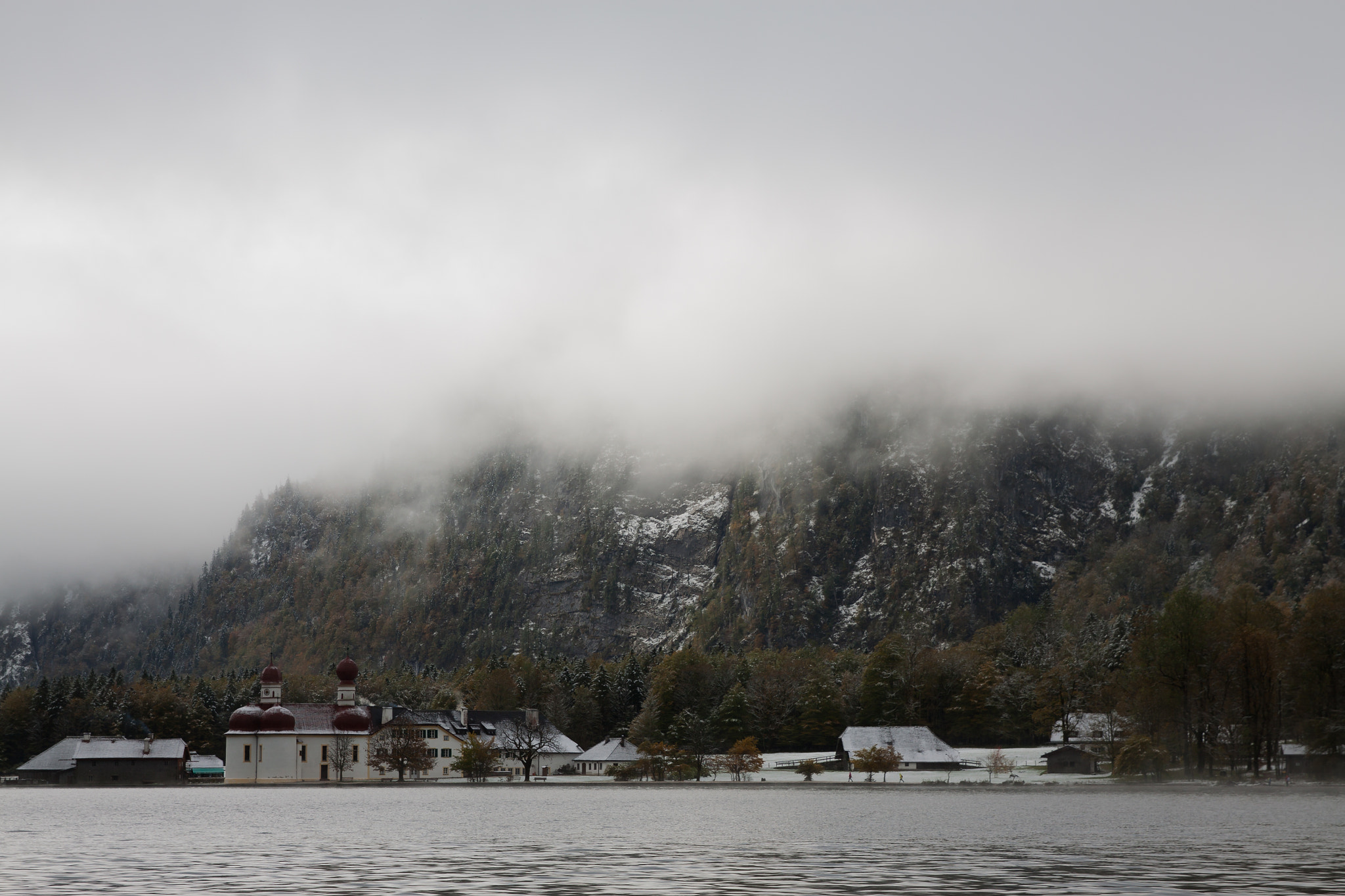 Canon EF 24-70mm F2.8L II USM sample photo. Snow covered shores of königssee in bavaria photography