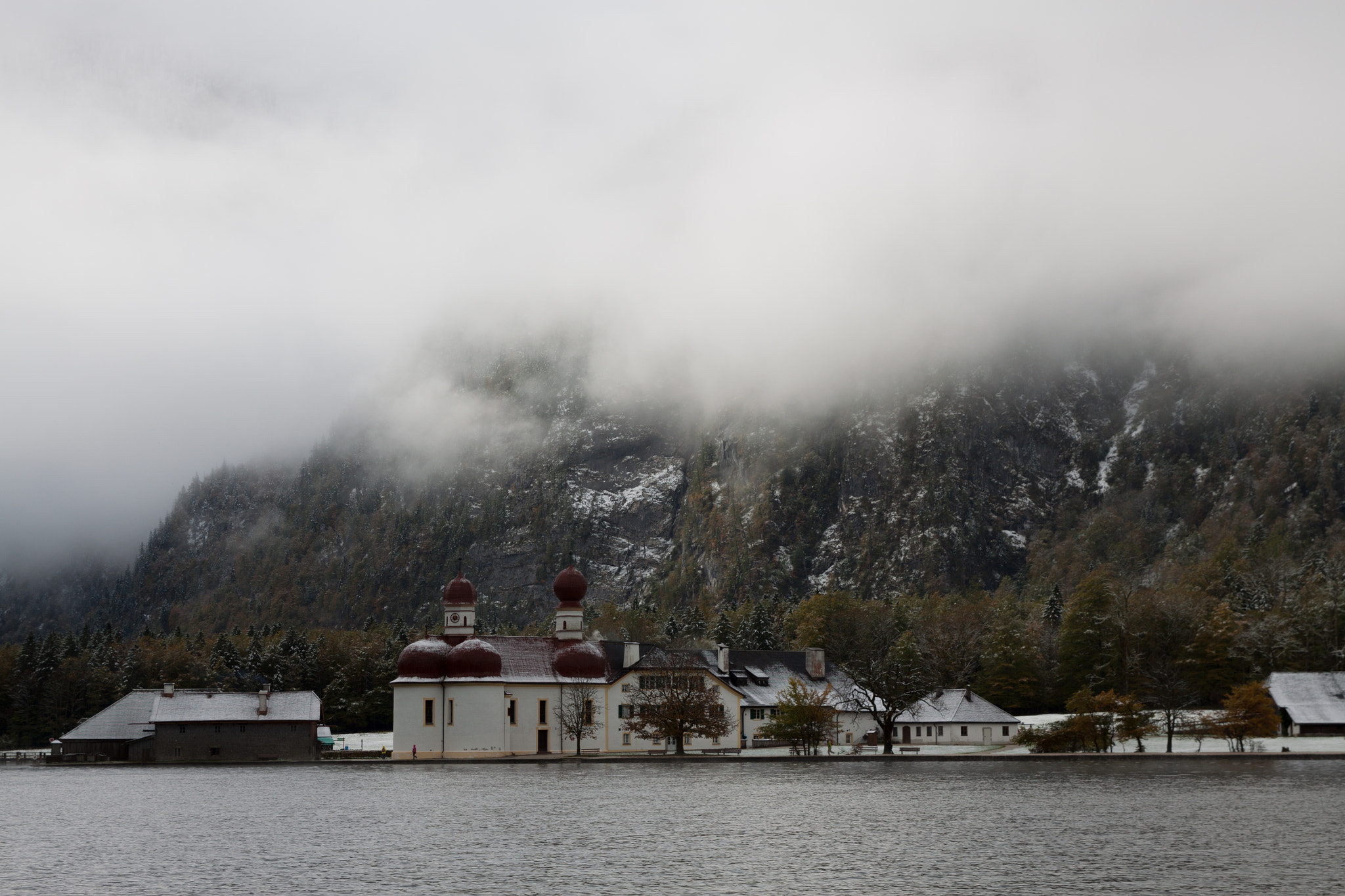 Canon EF 24-70mm F2.8L II USM sample photo. Snow covered shores of königssee in bavaria photography
