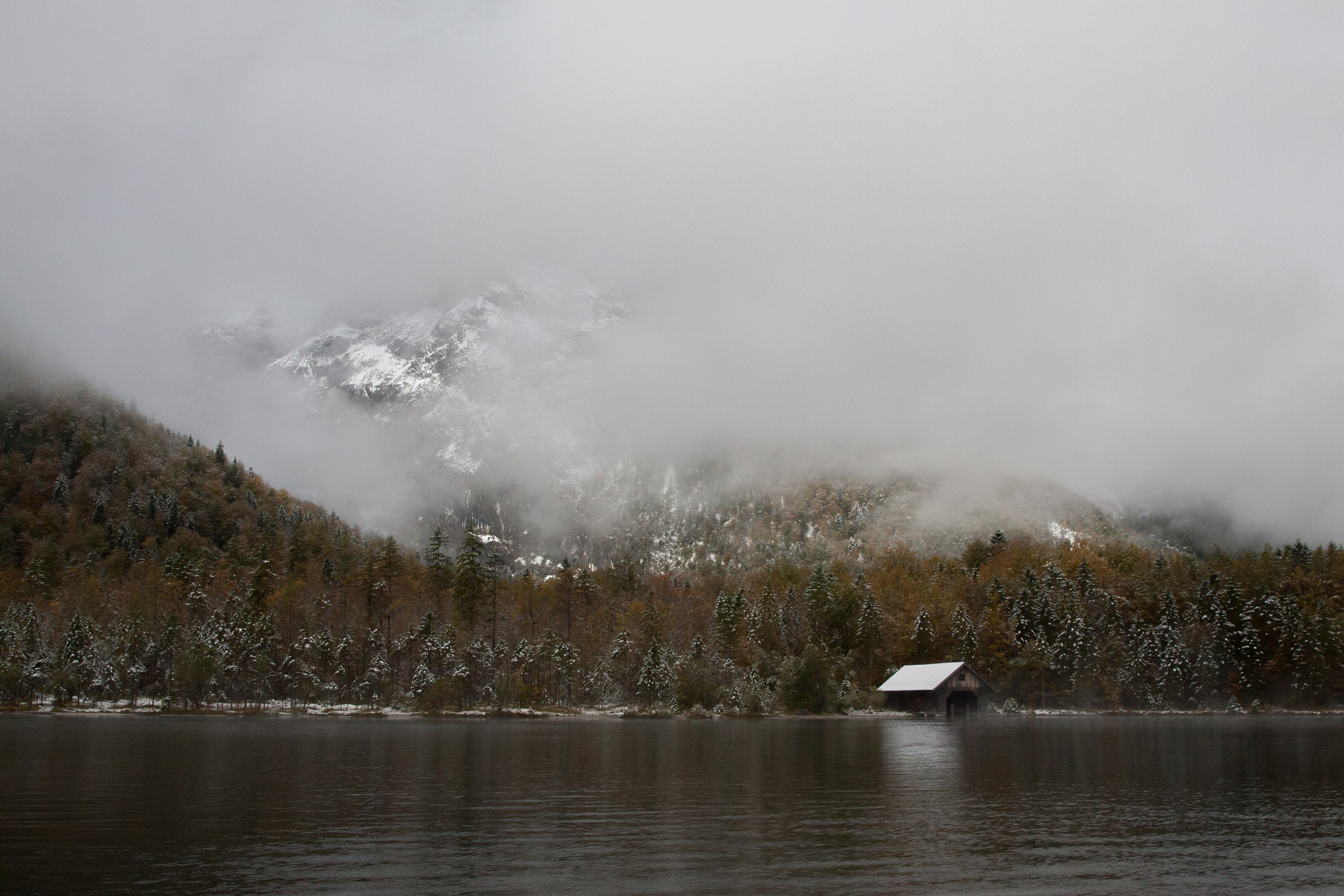 Canon EF 24-70mm F2.8L II USM sample photo. Snow covered shores of königssee in bavaria photography