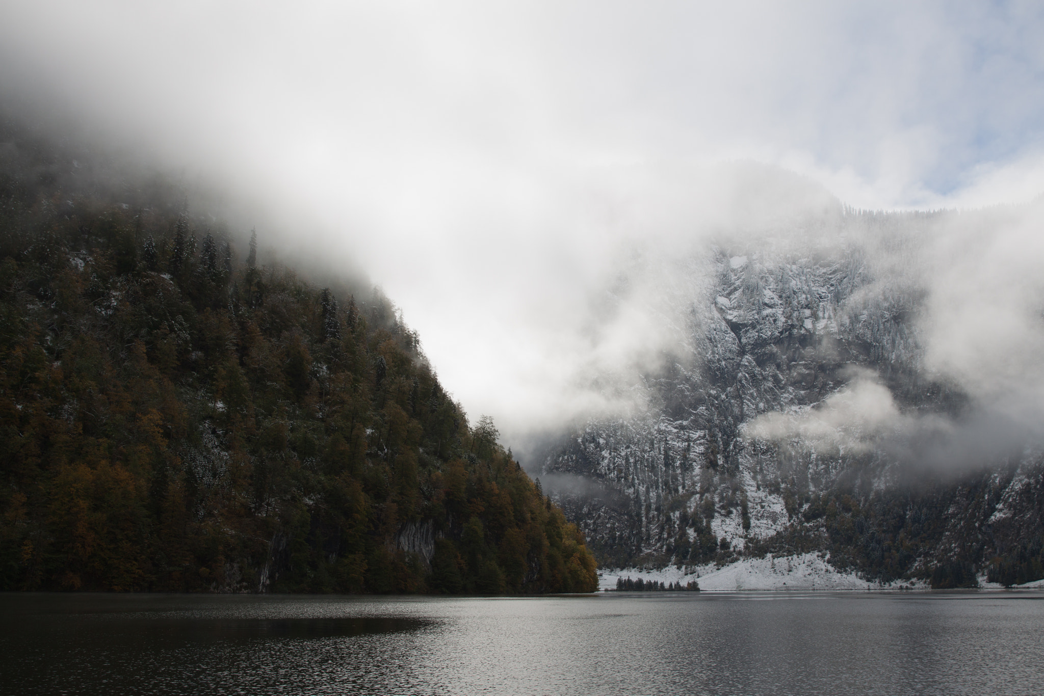 Canon EOS 50D + Canon EF 24-70mm F2.8L II USM sample photo. Snow covered shores of königssee in bavaria photography