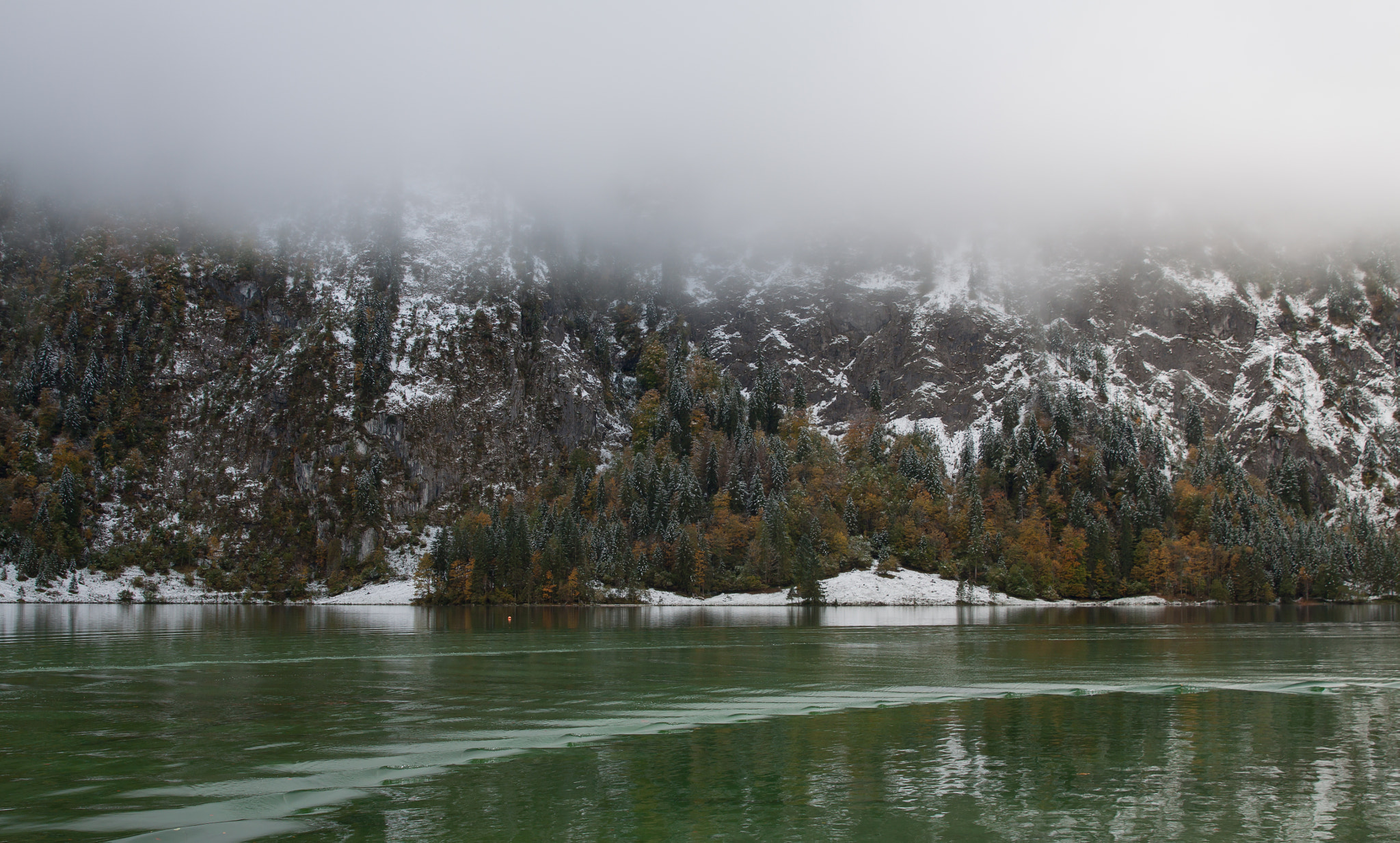 Canon EF 24-70mm F2.8L II USM sample photo. Snow covered shores of königssee in bavaria photography