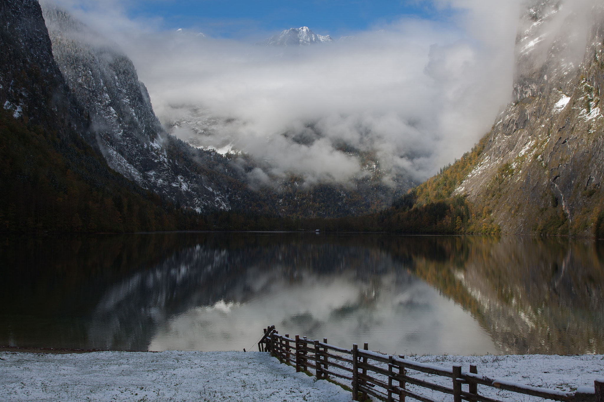 Canon EF 24-70mm F2.8L II USM sample photo. Winter snow covered mountains from the lake photography