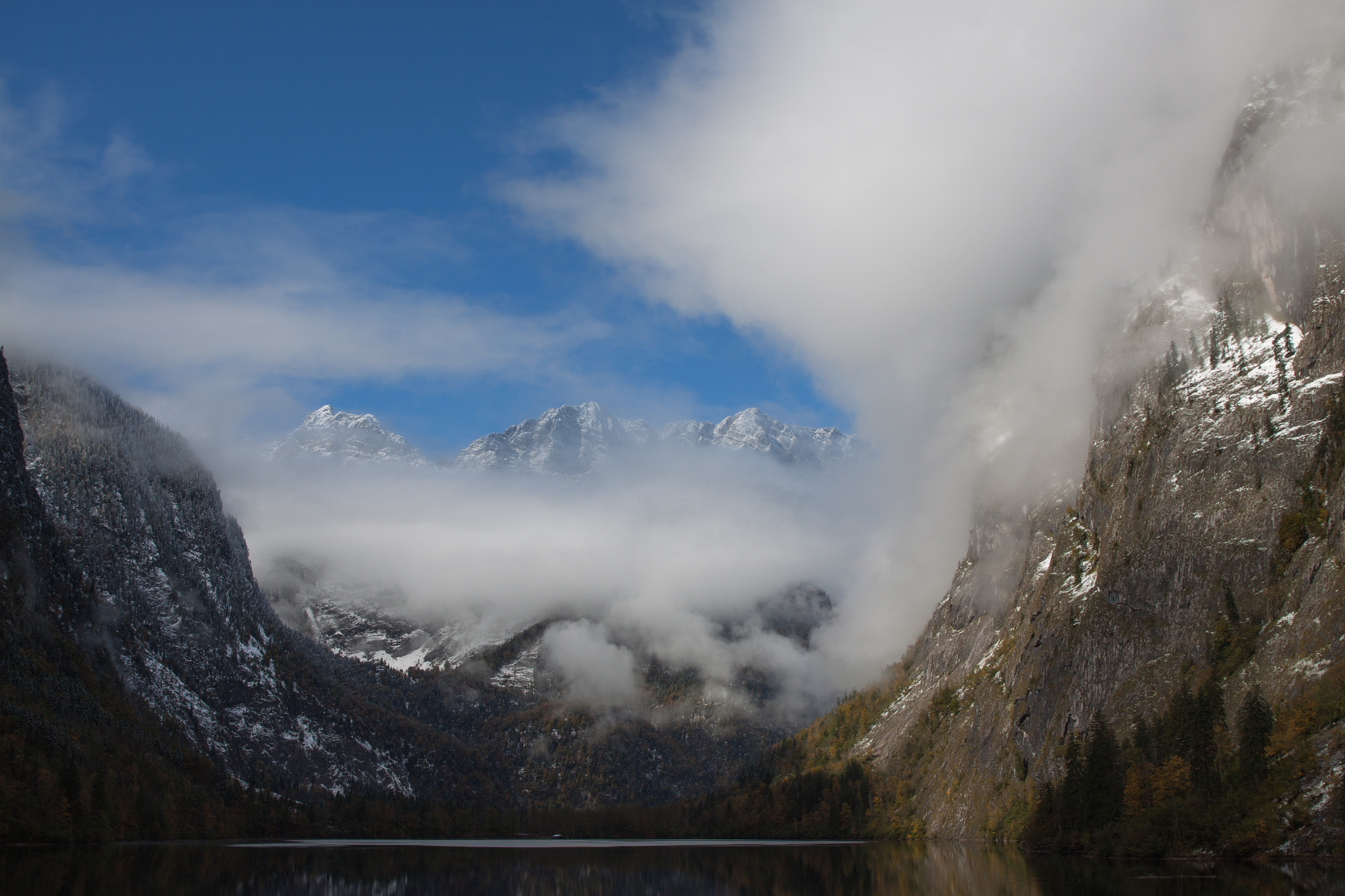 Canon EF 24-70mm F2.8L II USM sample photo. Winter snow covered mountains from the lake photography