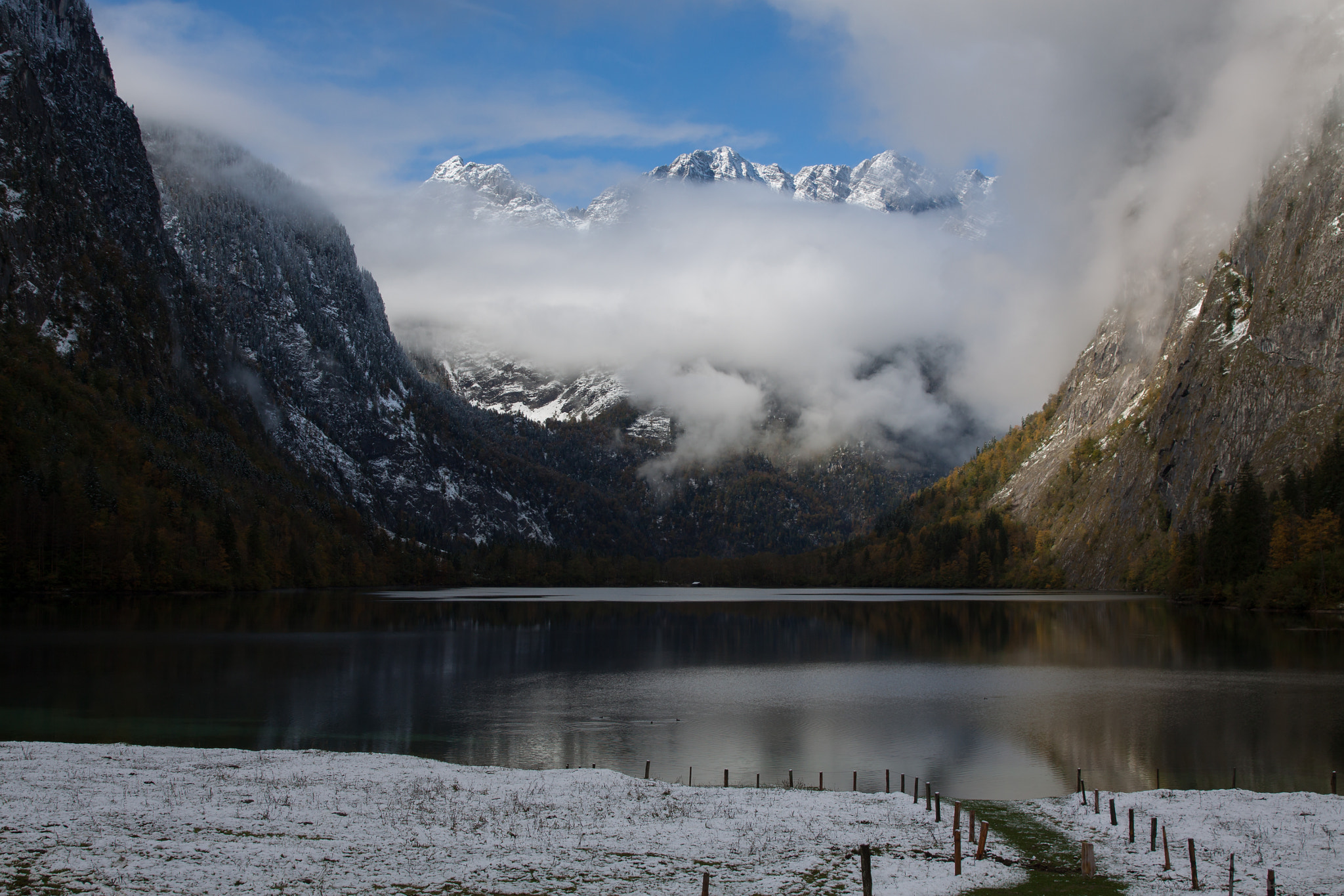 Canon EF 24-70mm F2.8L II USM sample photo. Winter snow covered mountains from the lake photography