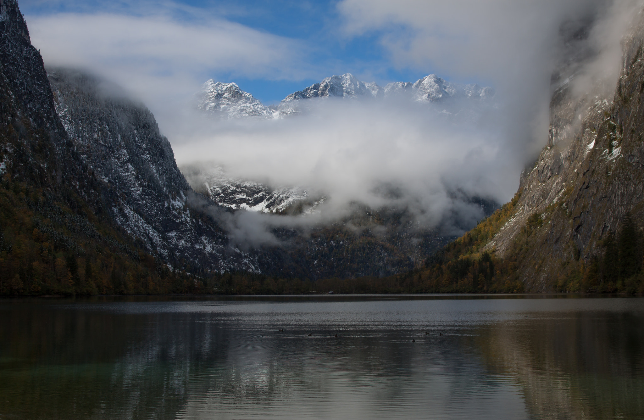 Canon EF 24-70mm F2.8L II USM sample photo. Winter snow covered mountains from the lake photography