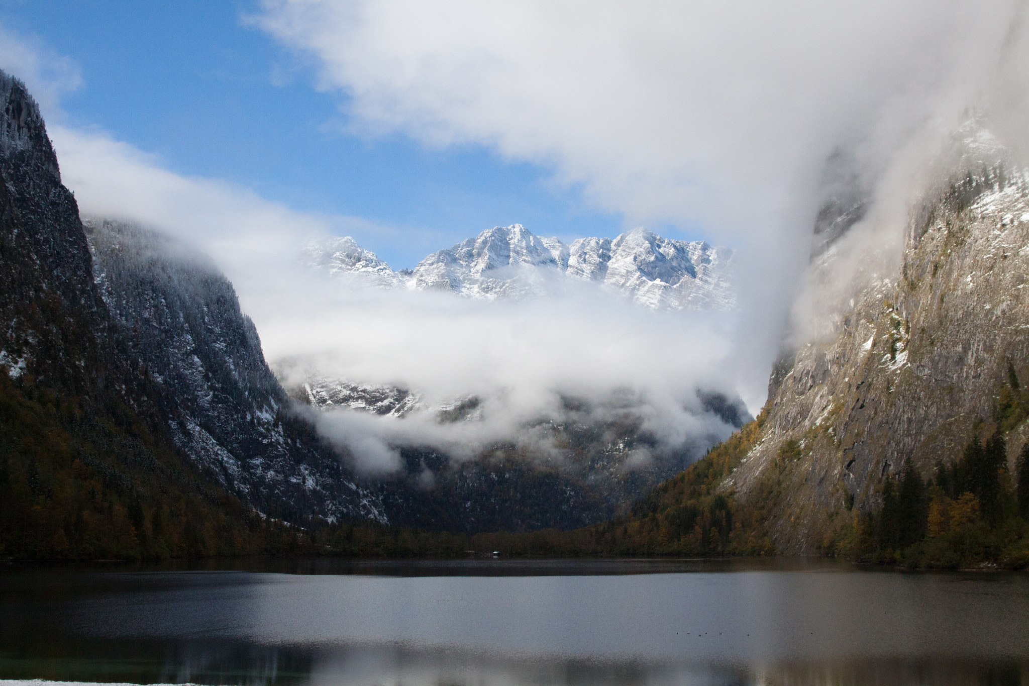 Canon EF 24-70mm F2.8L II USM sample photo. Winter snow covered mountains from the lake photography