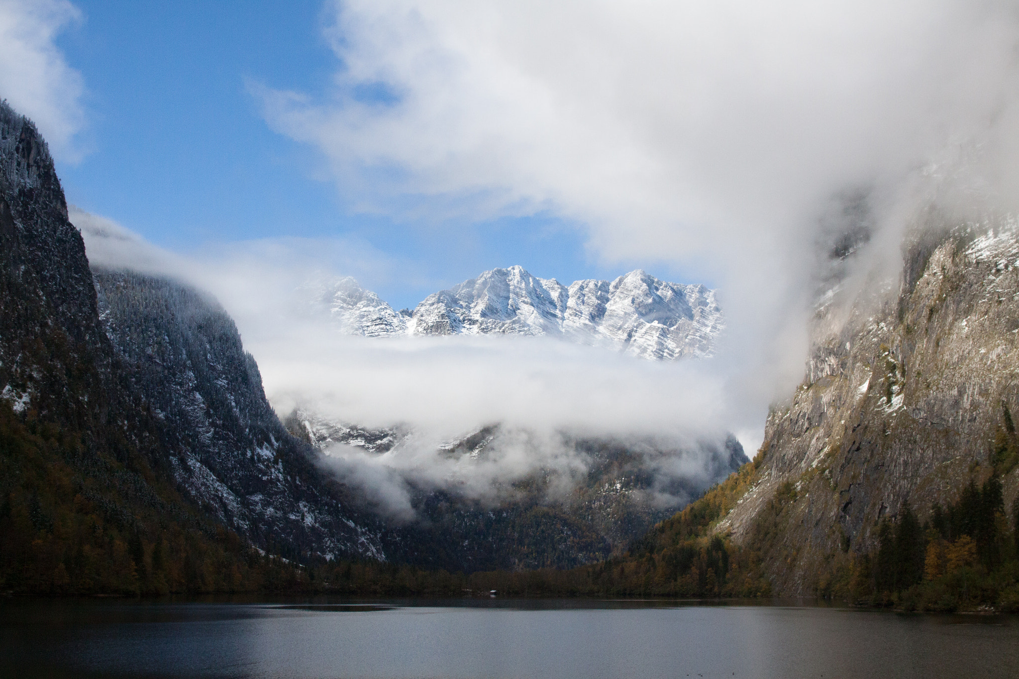 Canon EF 24-70mm F2.8L II USM sample photo. Winter snow covered mountains from the lake photography