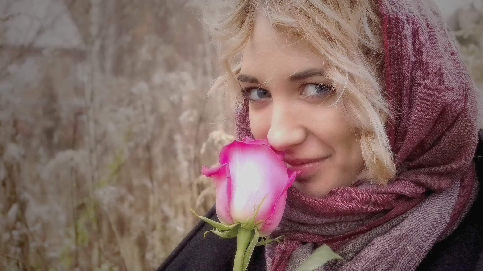 Canon EOS sample photo. Portrait with rose photography