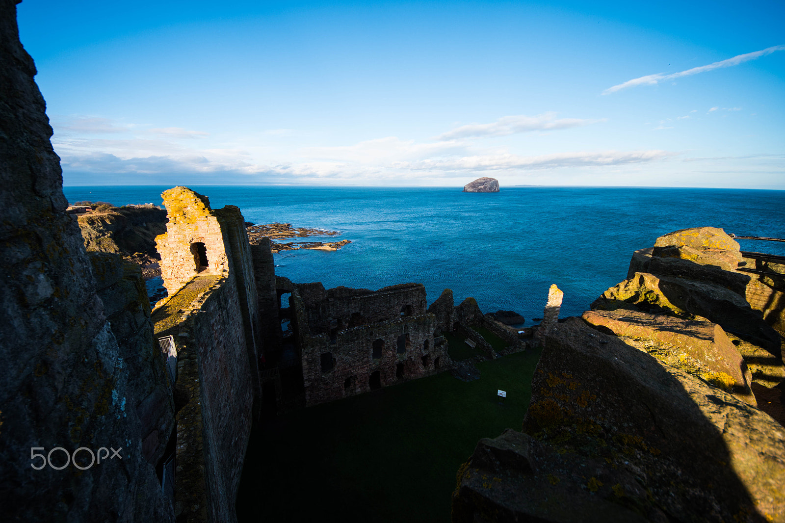 Nikon D500 sample photo. Lonely island before coastal castle ruins photography