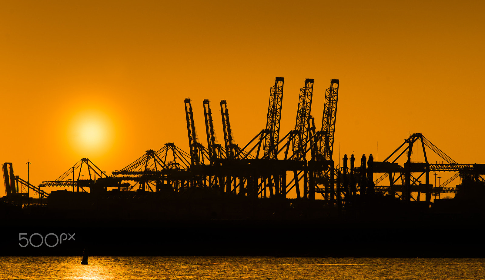 Sony Alpha DSLR-A850 + Sigma 150-500mm F5-6.3 DG OS HSM sample photo. Sunset at port of rotterdam photography