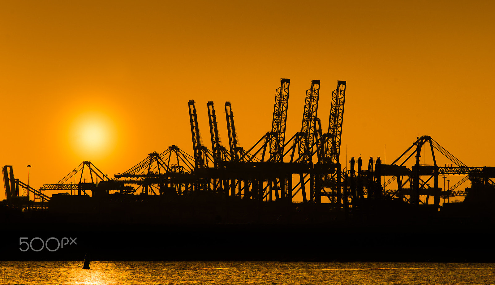 Sigma 150-500mm F5-6.3 DG OS HSM sample photo. Sunset at port of rotterdam photography