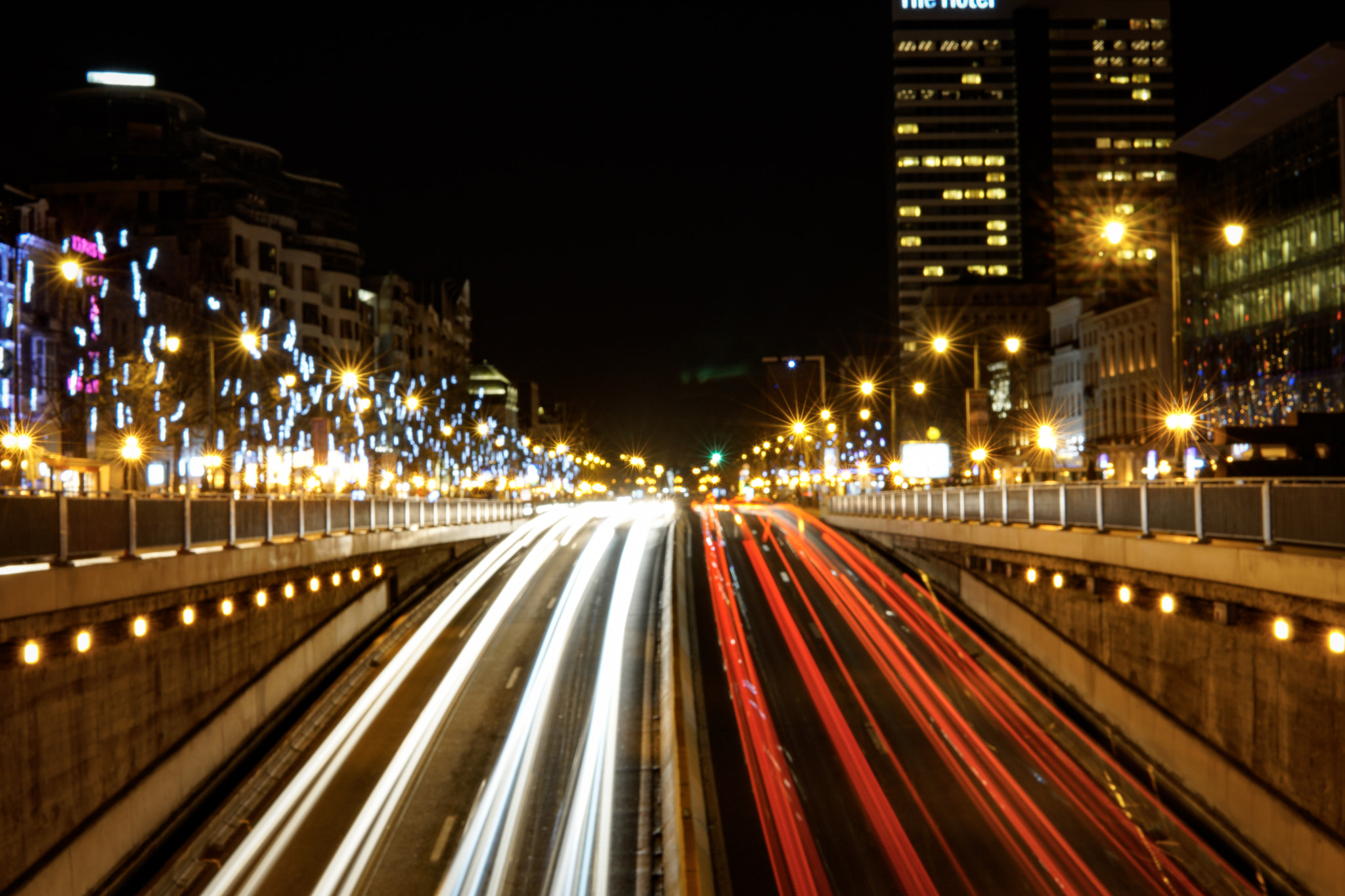 Sony a6300 + 30mm F1.4 DC DN | Contemporary 016 sample photo. Light trails - brussels by night. photography