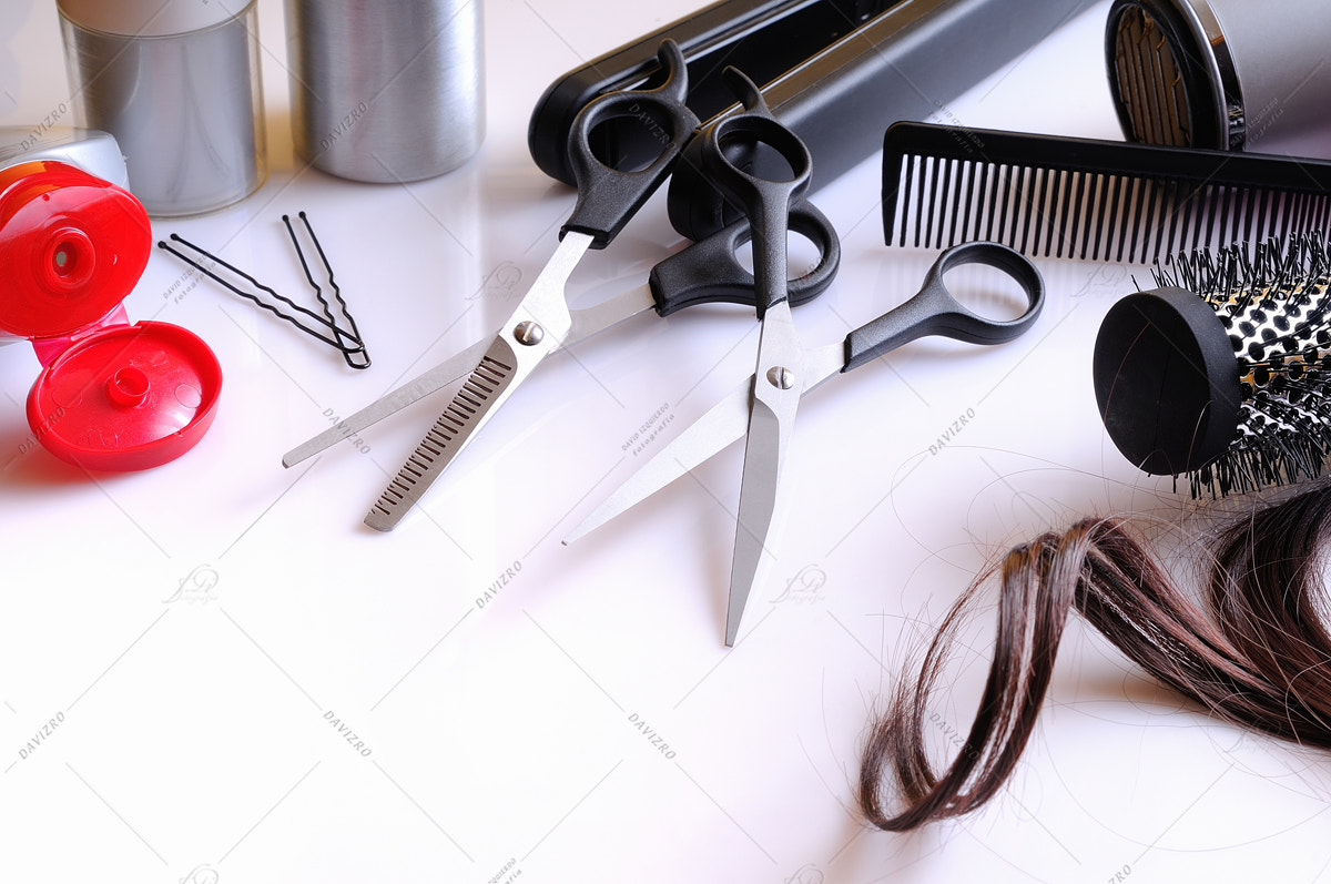 Tamron SP 24-70mm F2.8 Di VC USD sample photo. Set hairdressing articles on a white table composition photography