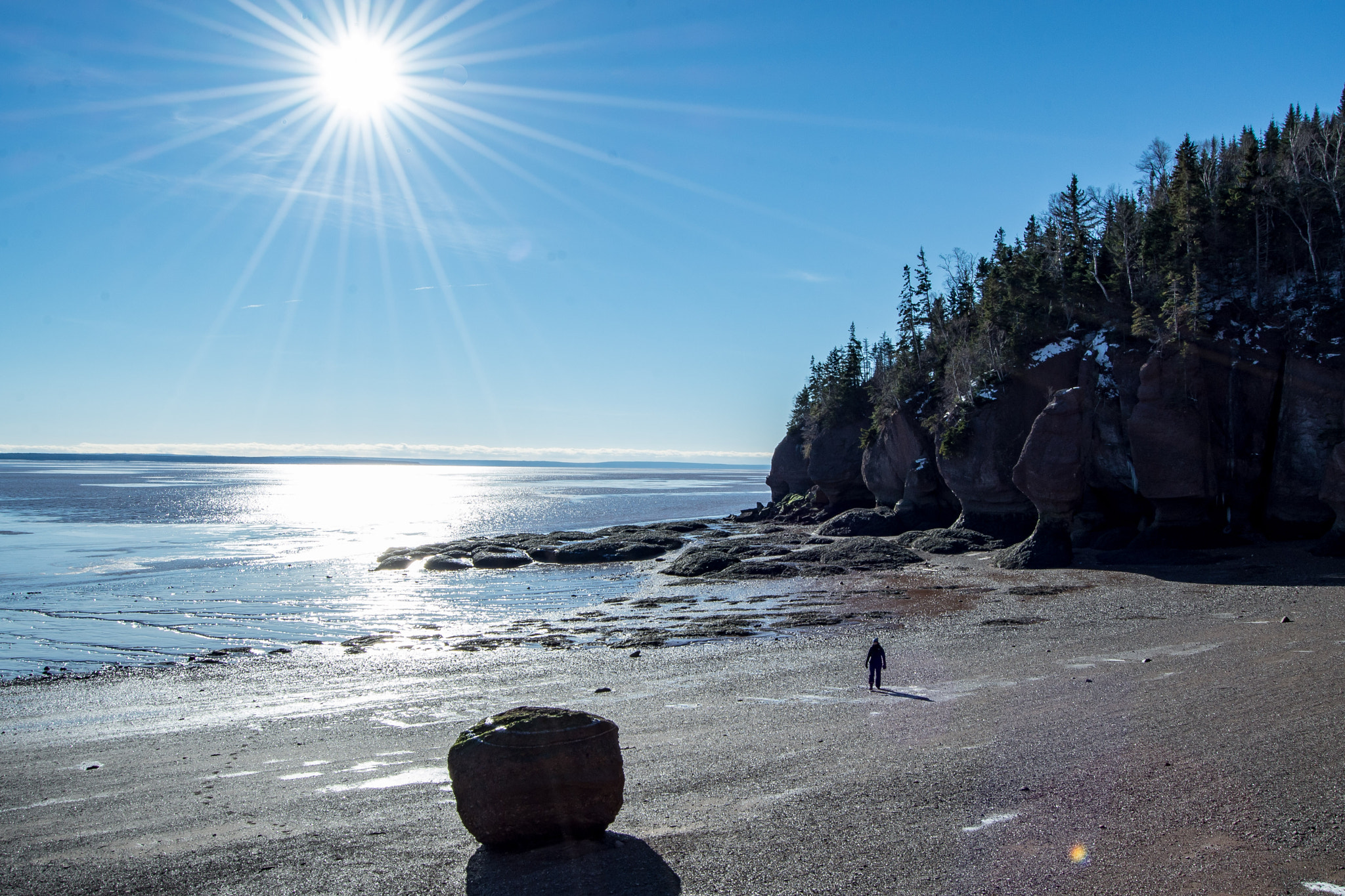 Nikon D600 + Nikon AF-S DX Nikkor 18-55mm F3.5-5.6G II sample photo. Hopewell rocks in new brunswick this winter. photography