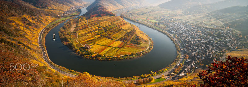 Nikon D3X sample photo. River bend of bremm town german photography