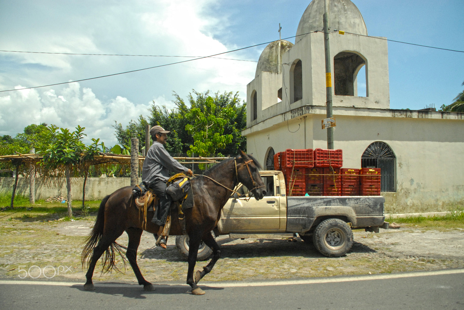Nikon D200 sample photo. Man, horse & truck photography
