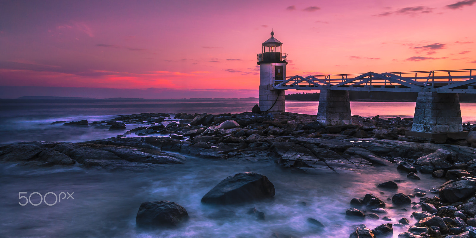 Nikon D200 sample photo. Marshall point light at sunset panorama photography