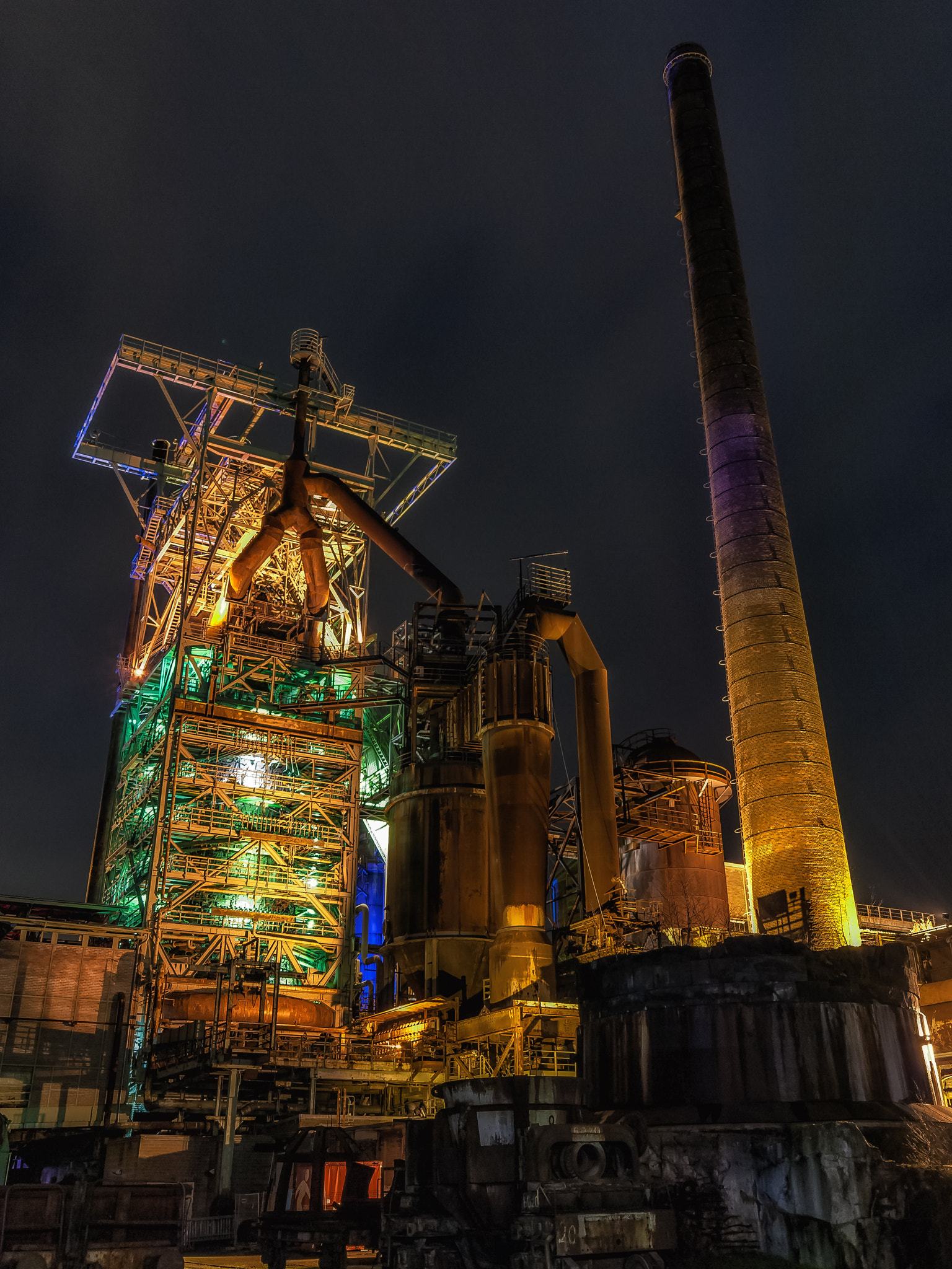Sigma 10-20mm F4-5.6 EX DC HSM sample photo. "old blast furnace illuminated" photography