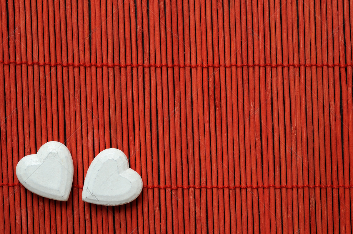 Nikon D300 sample photo. Two hearts on red bamboo photography