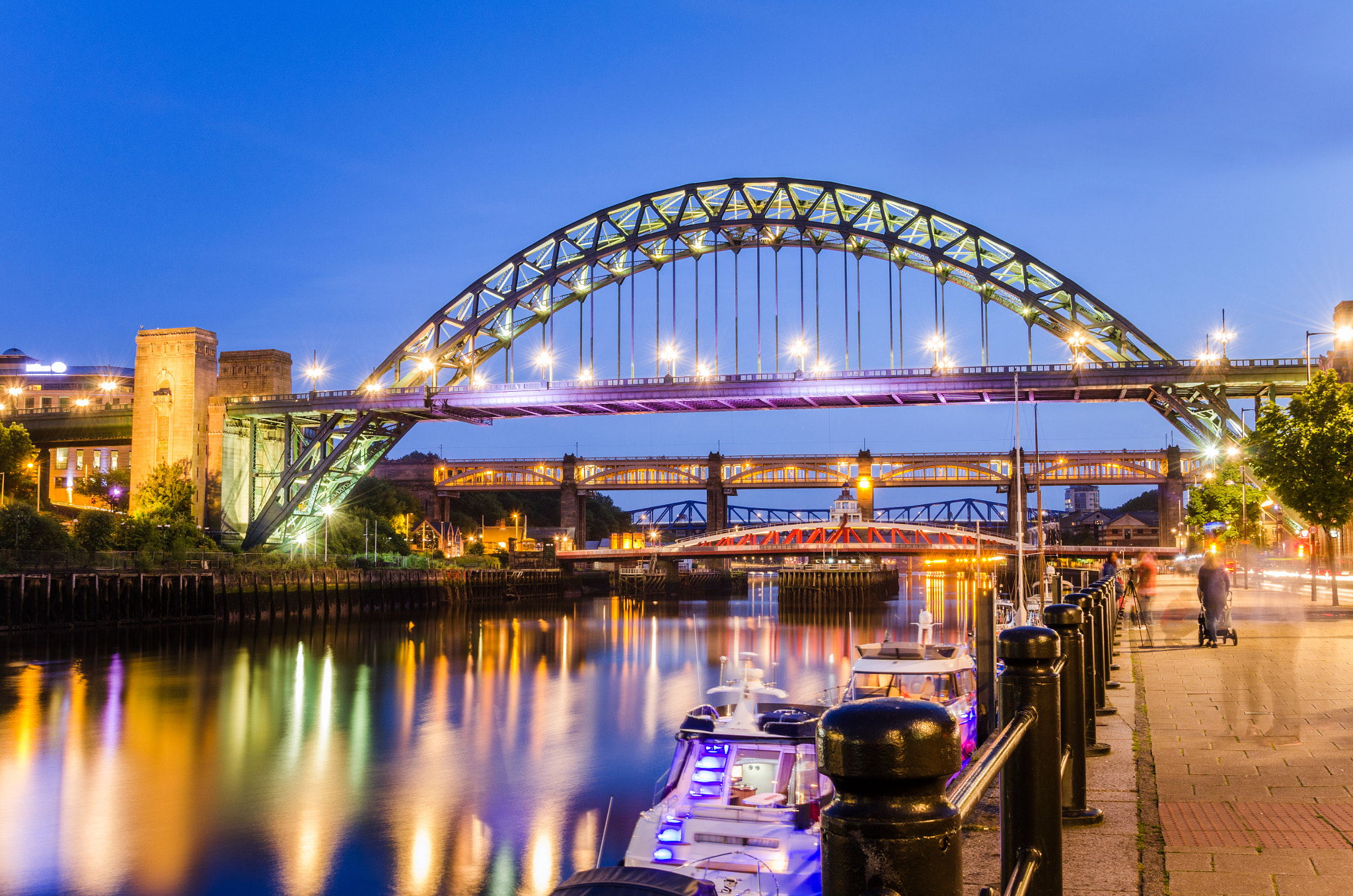 Nikon AF-S Nikkor 24-120mm F4G ED VR sample photo. Bridges in newcastle at night photography