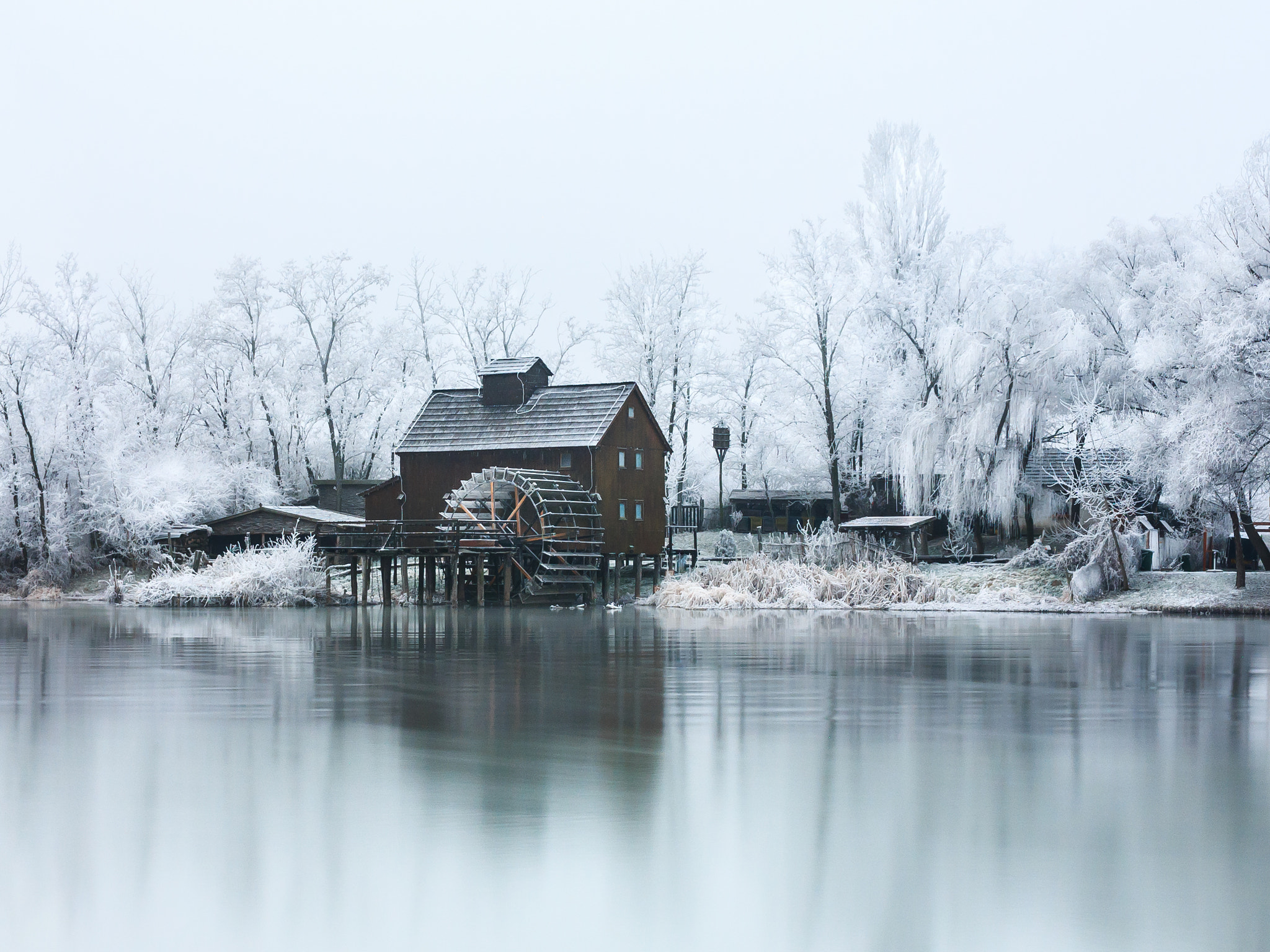 Canon EOS 60D sample photo. Water mill on the frosted trees in jelka photography