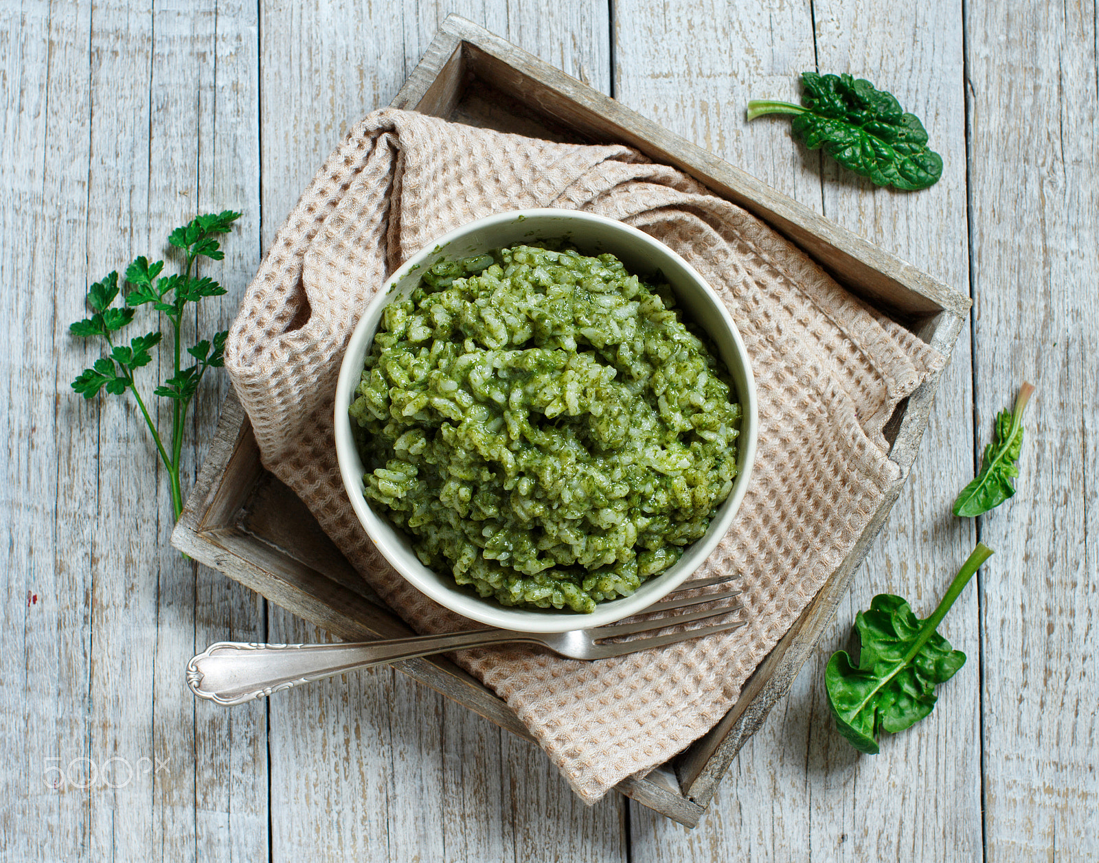 Canon EOS 650D (EOS Rebel T4i / EOS Kiss X6i) + Canon EF 50mm F1.2L USM sample photo. Risotto with spinach cream photography