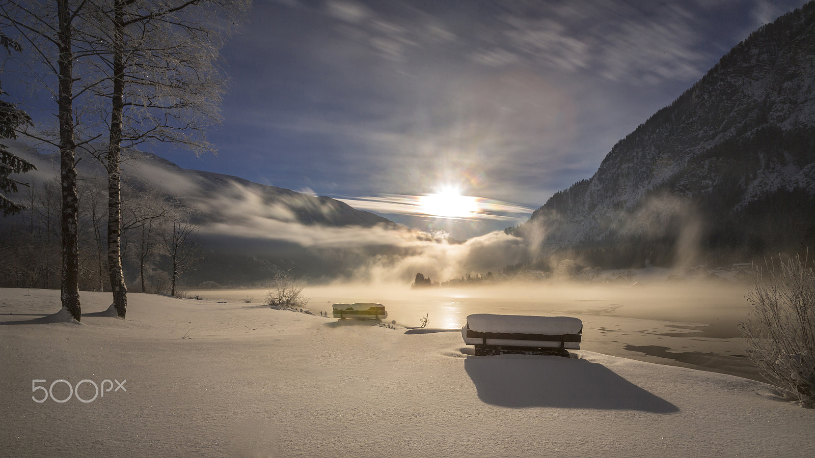 Canon EOS-1D X + Canon EF 16-35mm F2.8L USM sample photo. Winter at lake hallstatt photography