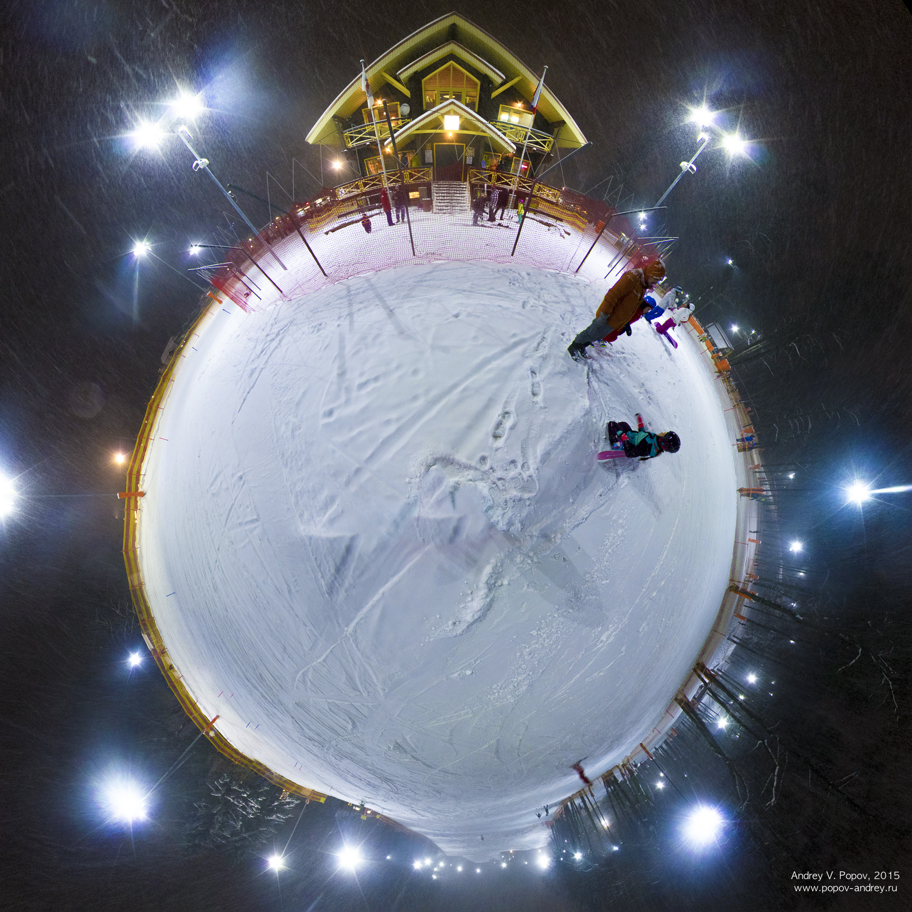 Pentax K-3 sample photo. Chylkovo ski resort little planet photography