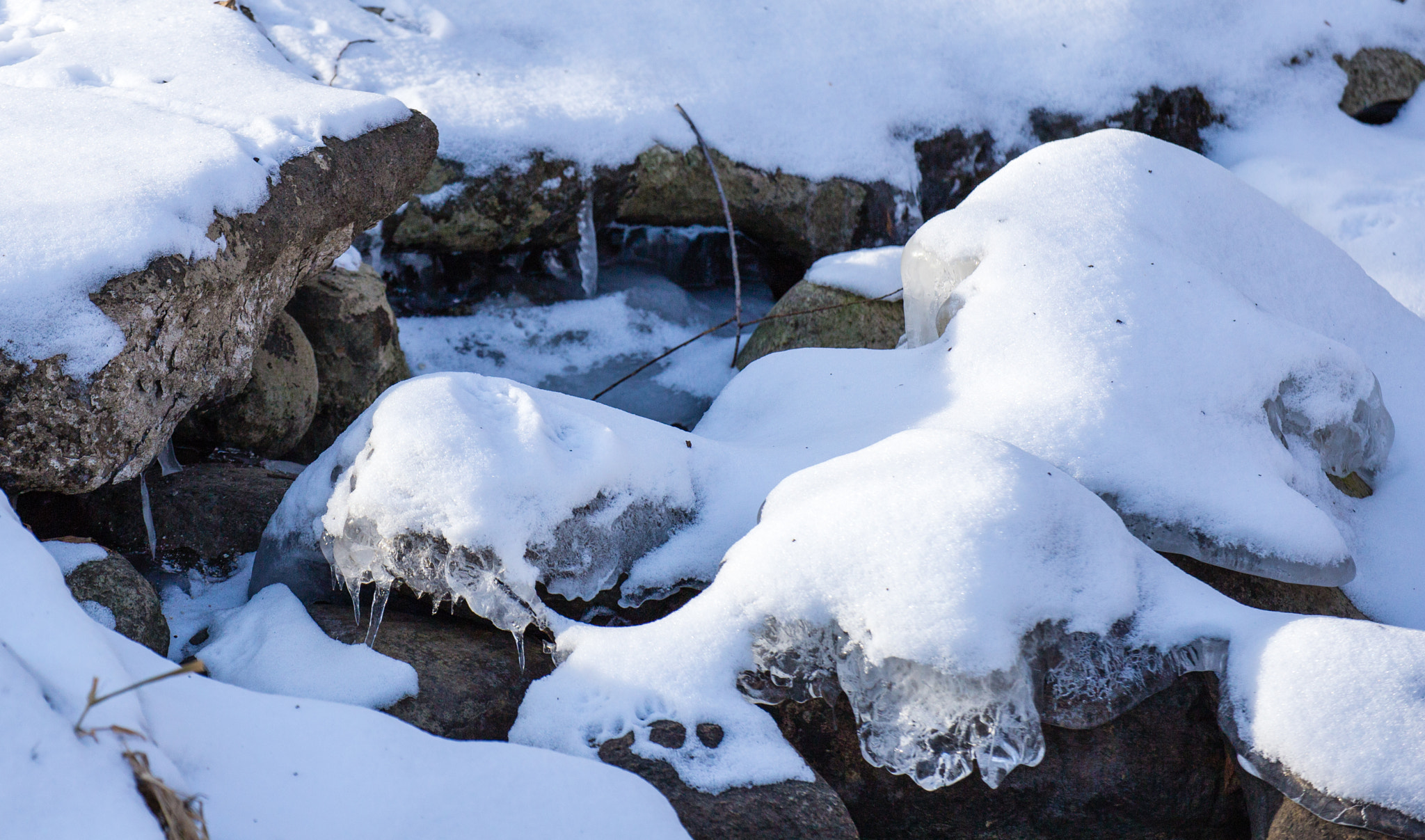 Canon EOS 6D sample photo. Melting snow in rocky creek photography