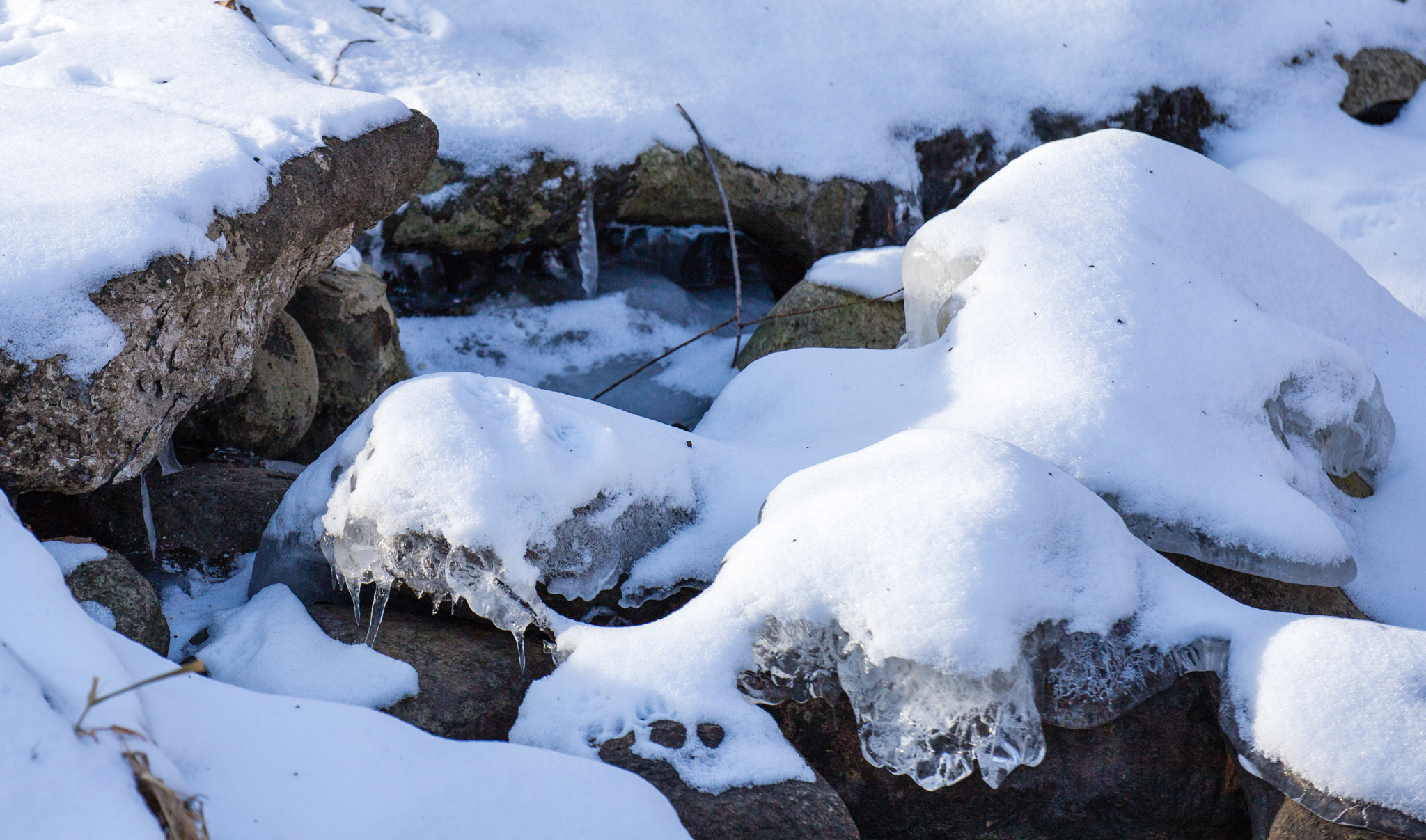 Tamron SP 35mm F1.8 Di VC USD sample photo. Melting snow in rocky creek photography