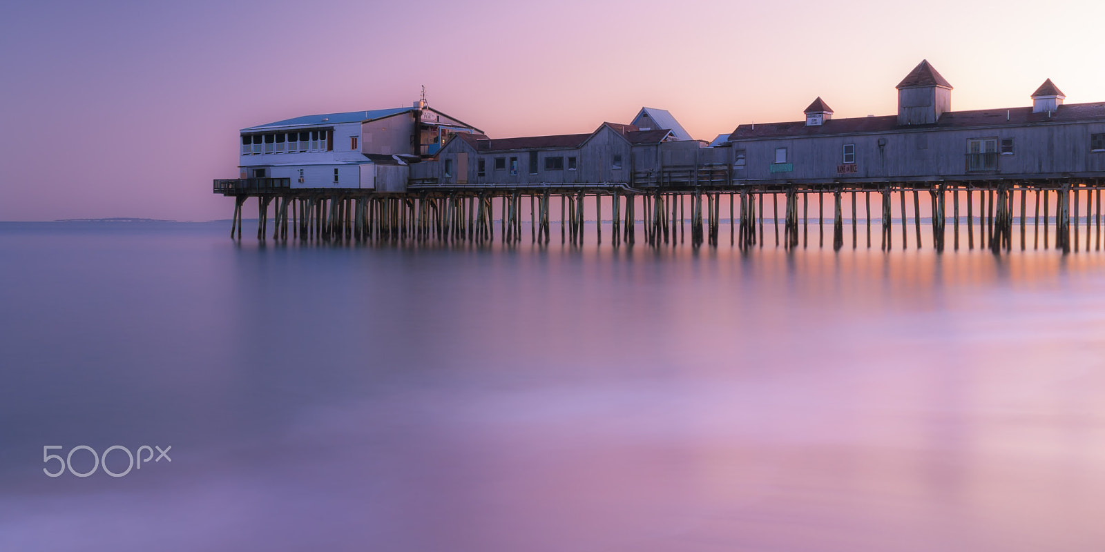 Nikon D200 sample photo. Old orchard beach pier at sunset panorama photography