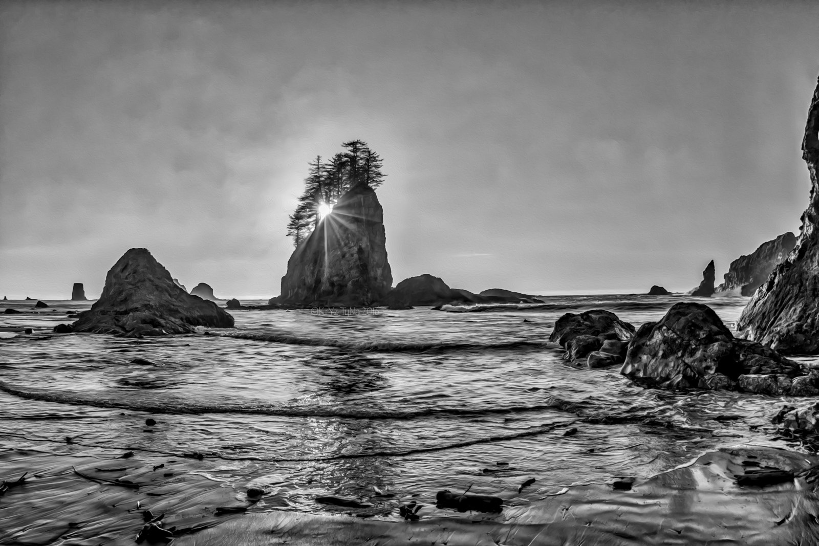 Canon EOS 70D + Canon EF 8-15mm F4L Fisheye USM sample photo. Sea stack sunset art photography