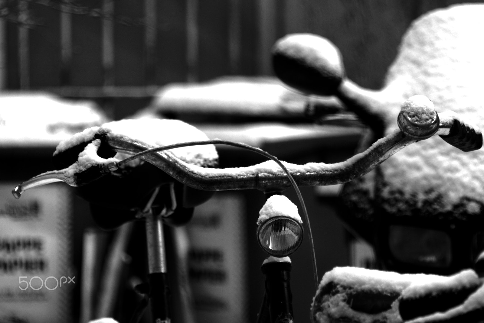 Canon EOS 70D sample photo. Snowy bicycle photography