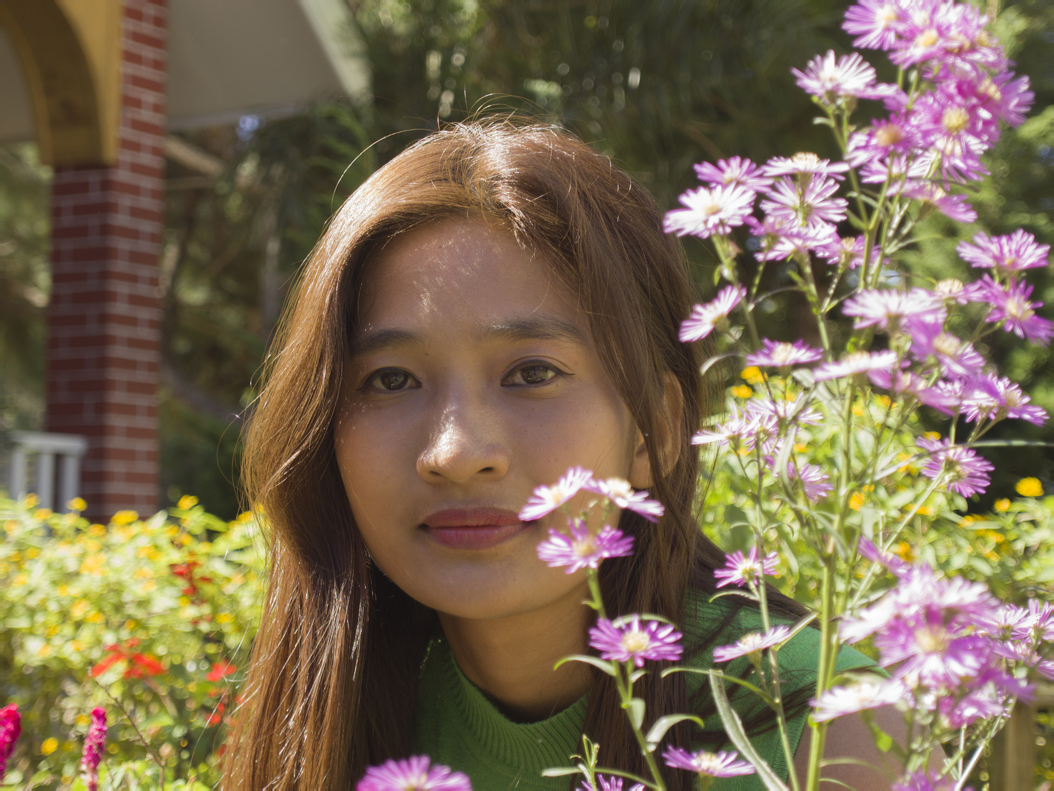 XIAOYI M1 sample photo. Lady vs flowers photography