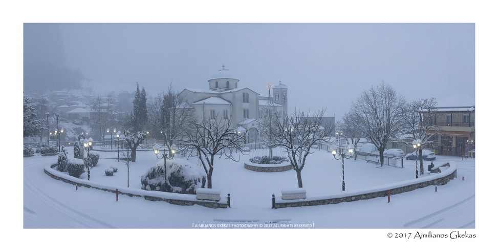 Canon EOS 760D (EOS Rebel T6s / EOS 8000D) sample photo. The snowy square of kastraki village photography
