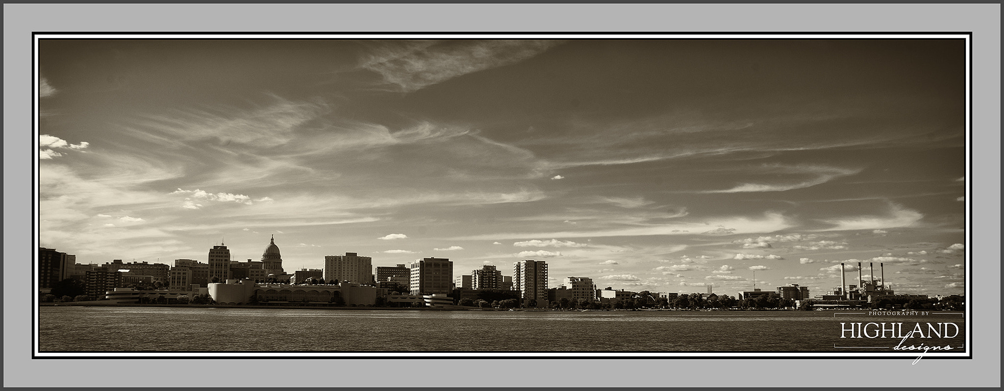 Tokina AT-X 12-28mm F4 Pro DX sample photo. Madison skyline sepia photography