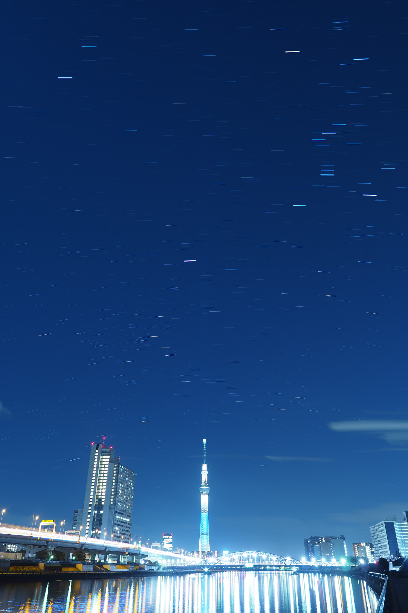 Olympus PEN-F sample photo. Tokyo sky tree and stars photography