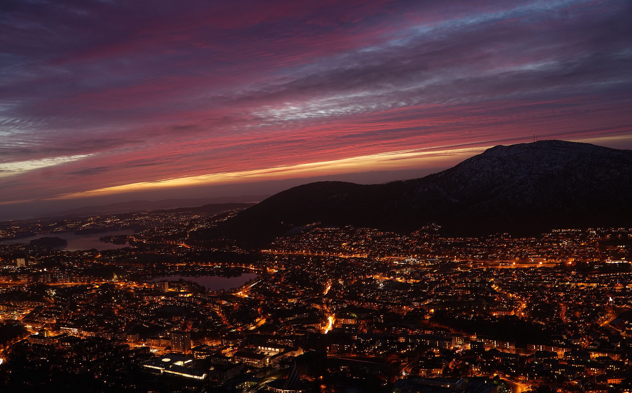 Sony a7 + Sony FE 24-240mm F3.5-6.3 OSS sample photo. Sunset in bergen, norway photography