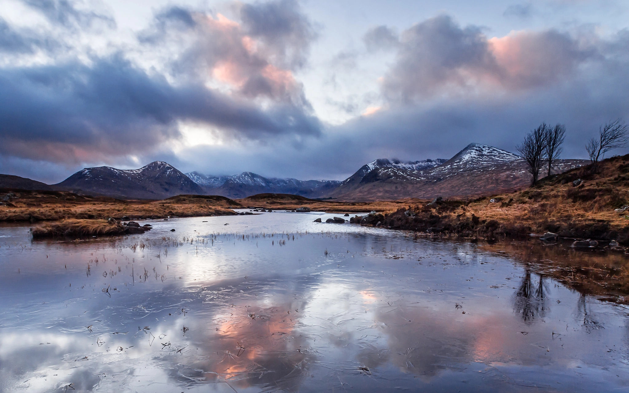 Olympus E-5 sample photo. Last light at lochan na stainge photography