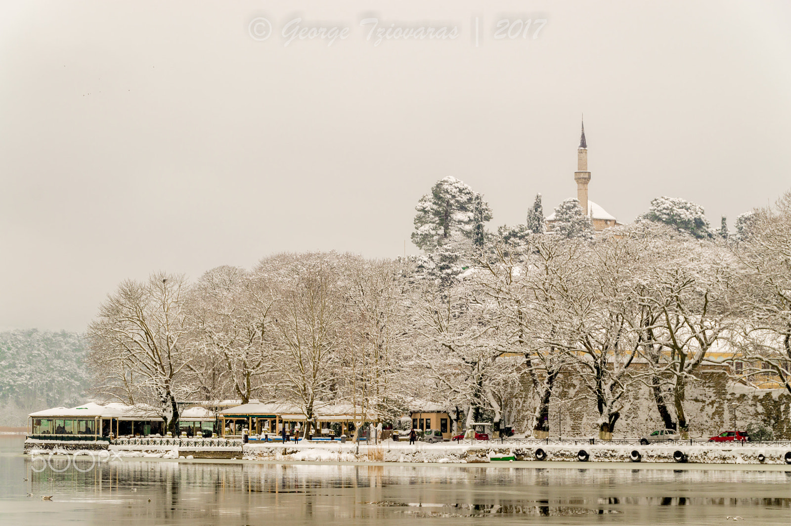 Nikon D3200 sample photo. Snowy lake pamvotida, ioannina, greece photography