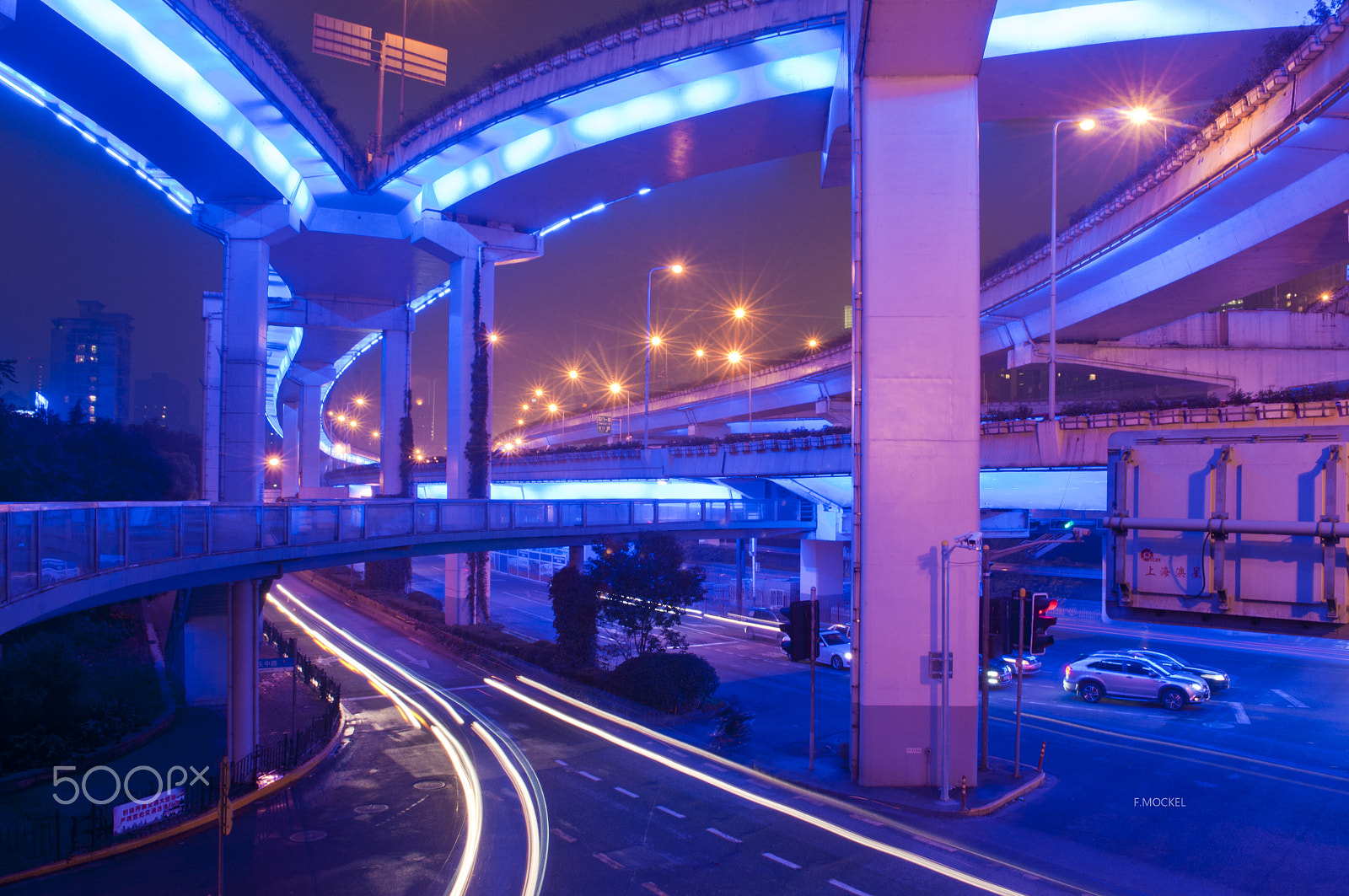 Nikon D300 sample photo. Illuminated elevated road, shanghai, china photography