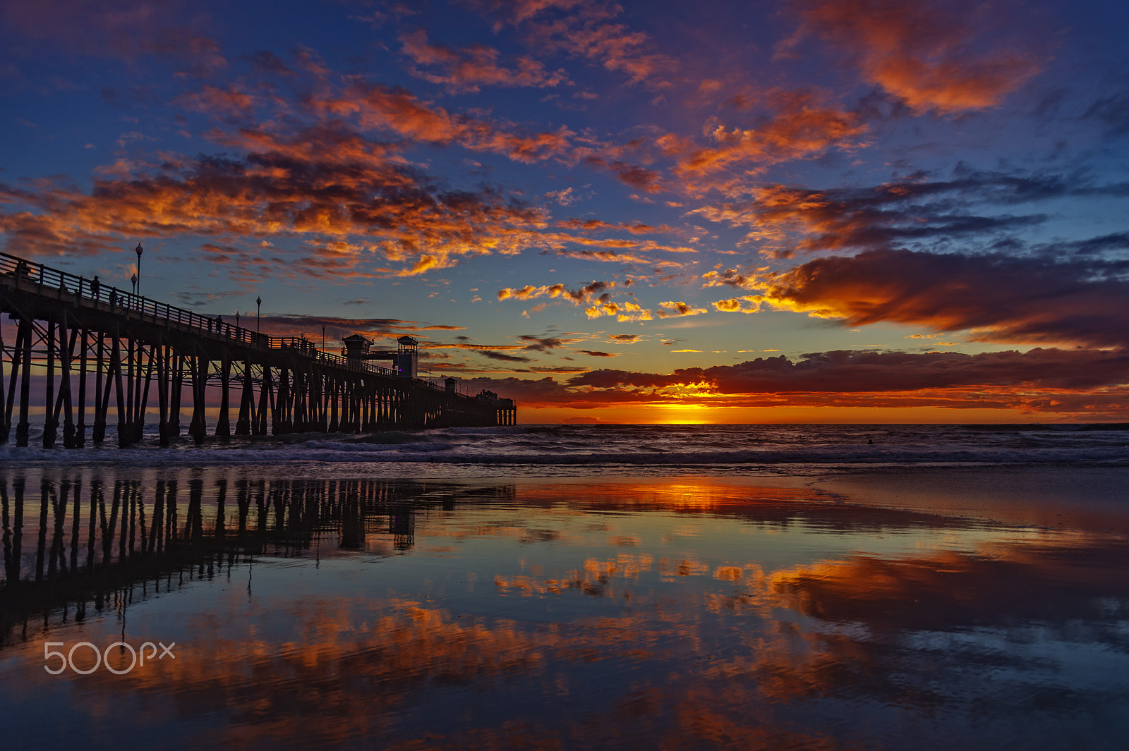 Nikon D3S sample photo. Reflections at sunset in oceanside - january 13, 2017 photography
