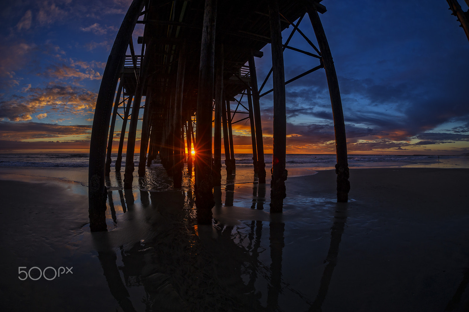 Nikon D3S + Sigma 15mm F2.8 EX DG Diagonal Fisheye sample photo. Oceanside pier at sunset - january 13, 2017 photography