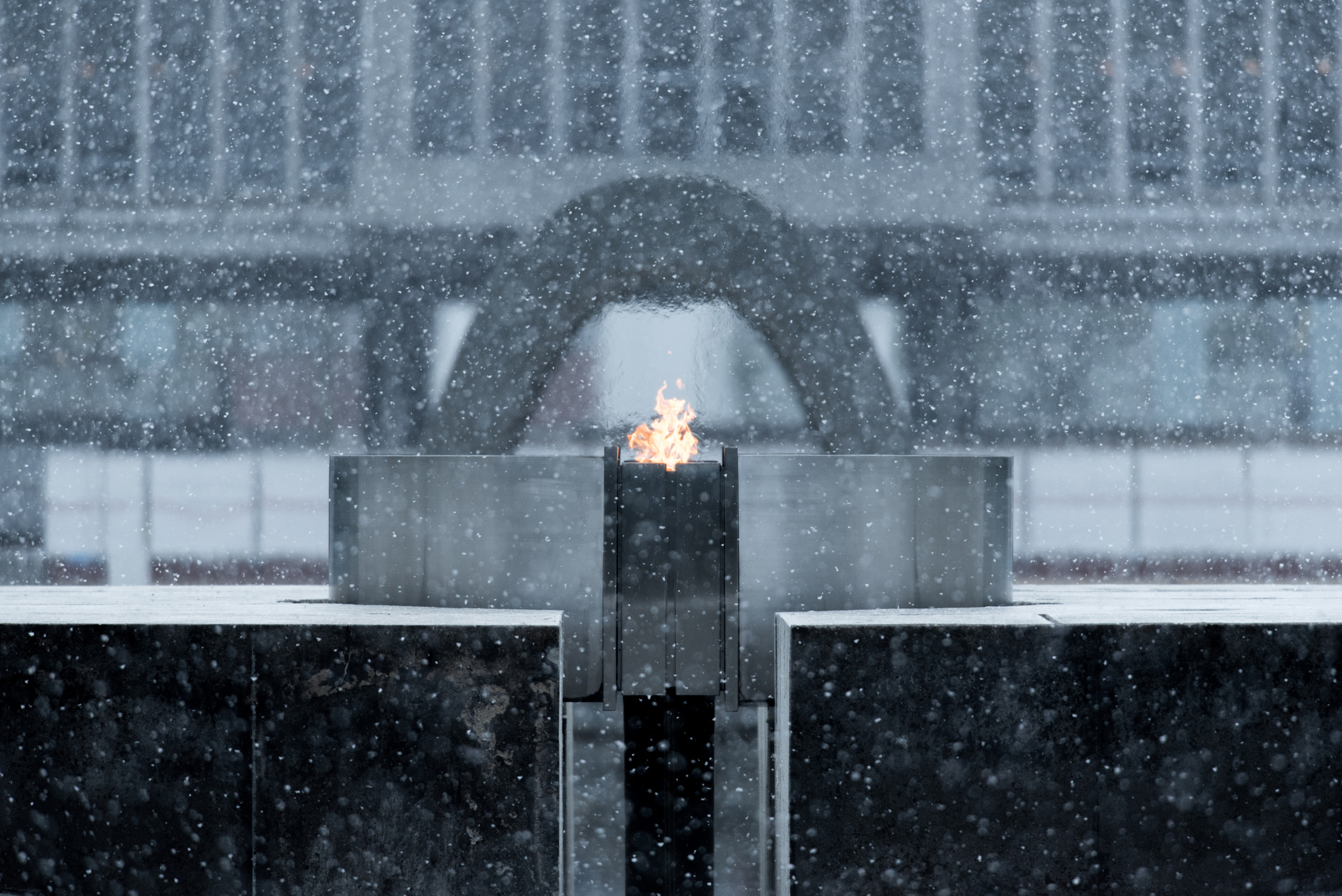 Nikon Nikkor AF-S 300mm F4E PF ED VR sample photo. Peace flame in the snow photography